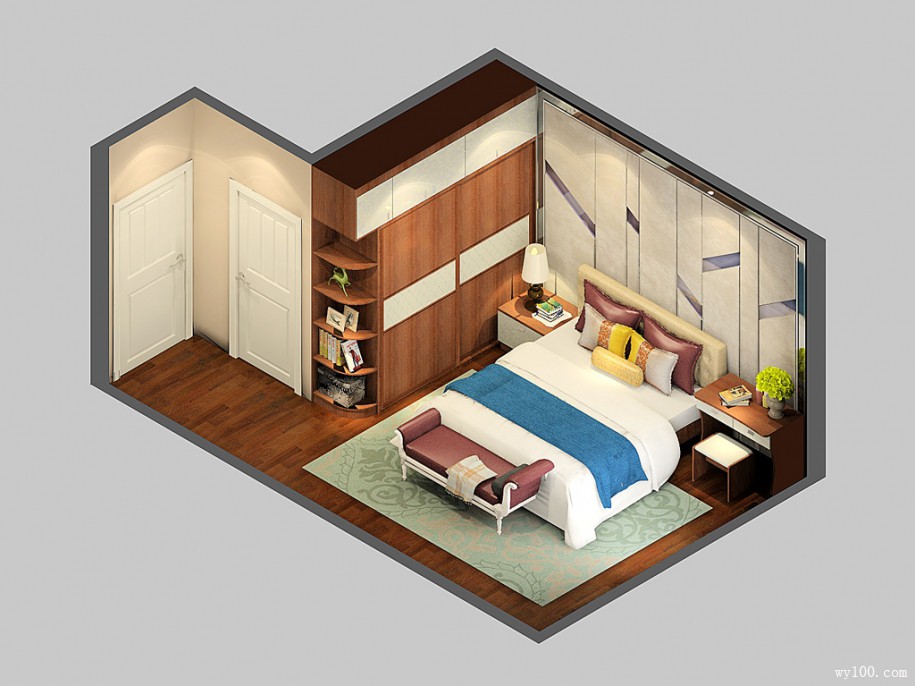 卧室装修效果图 21㎡到顶的掩门衣柜实用_维意定制家具商城